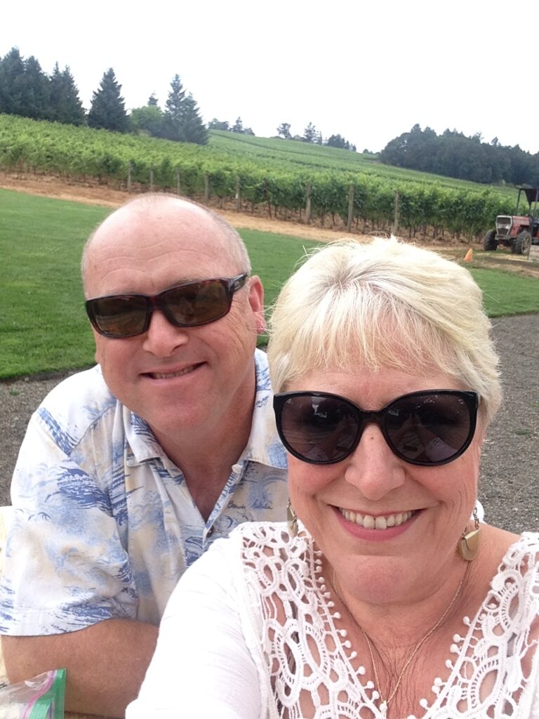 Brad Barnes and Linda Barnes at King's Pond Winery Vancouver Washington